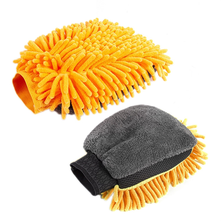 2pcs Car Chenille Coral Fleece Car Wash Double Sided Thick Gloves(Orange) by buy2fix