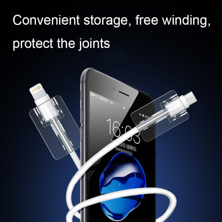 10pcs Square Transparent Data Cable Protective Sleeve Durable Break-Resistant Cable Winder(Micro USB) by buy2fix