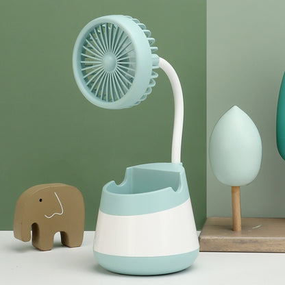 276A USB Charging Desktop Pen Holder Fan with Phone Holder Function Dormitory Portable Fan(Green) by buy2fix