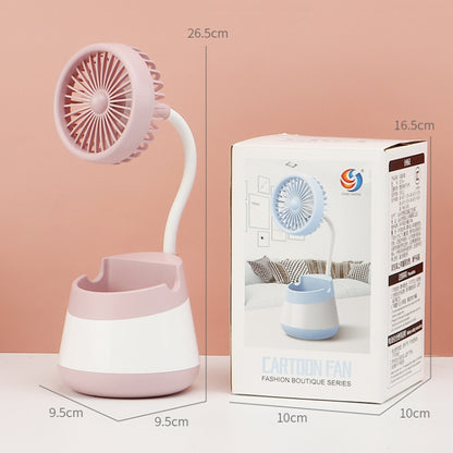 276A USB Charging Desktop Pen Holder Fan with Phone Holder Function Dormitory Portable Fan(Green) by buy2fix