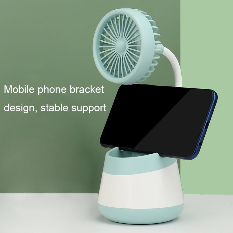 276A USB Charging Desktop Pen Holder Fan with Phone Holder Function Dormitory Portable Fan(Green) by buy2fix