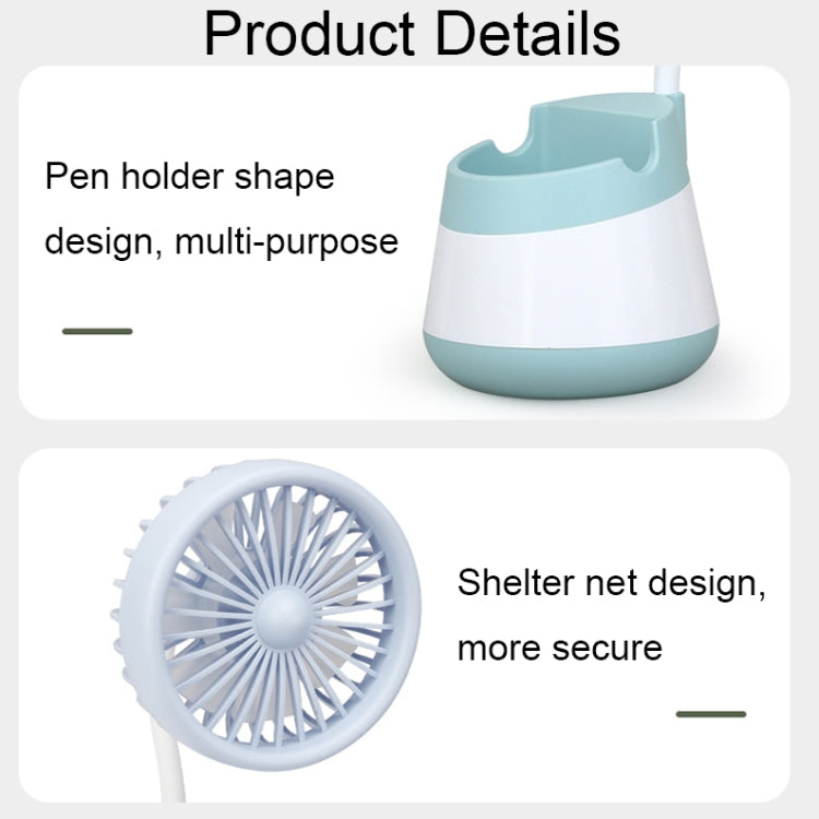 276A USB Charging Desktop Pen Holder Fan with Phone Holder Function Dormitory Portable Fan(Green) by buy2fix