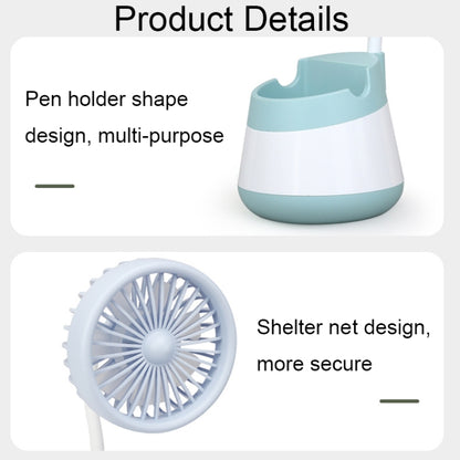 276A USB Charging Desktop Pen Holder Fan with Phone Holder Function Dormitory Portable Fan(Green) by buy2fix