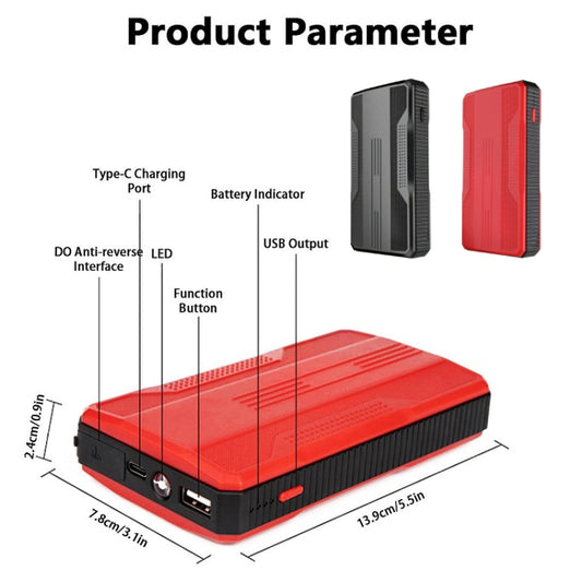 R23 Car Emergency Start Large Capacity Power Bank With LED Light(Black) - Power Bank by buy2fix | Online Shopping UK | buy2fix