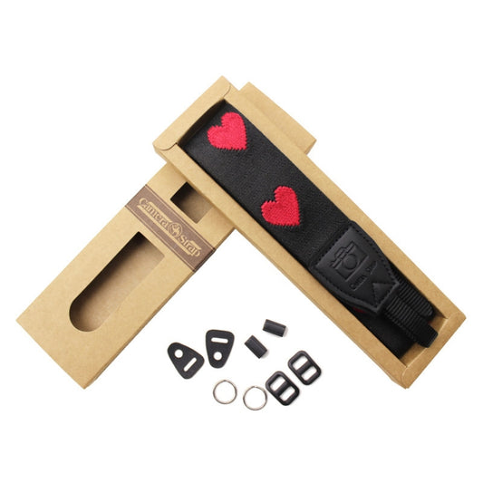Embroidered Heart Pattern SLR Camera Strap Mirrorless Camera Love Lanyard(Girl Heart-A-Metal Ring) by buy2fix
