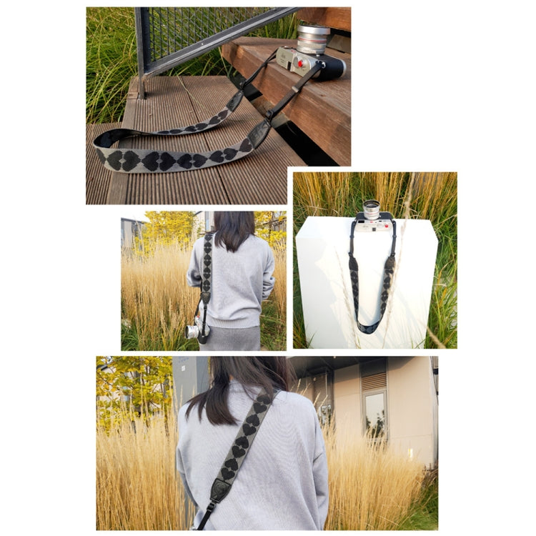 Embroidered Heart Pattern SLR Camera Strap Mirrorless Camera Love Lanyard(Classic 08-A-Metal Ring) by buy2fix