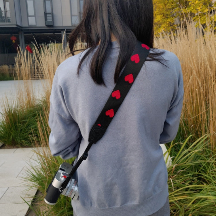 Embroidered Heart Pattern SLR Camera Strap Mirrorless Camera Love Lanyard(Classic 08-A-Metal Ring) by buy2fix