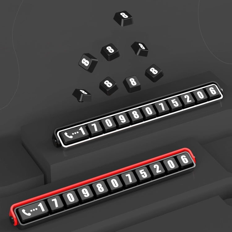 Aluminum Alloy Temporary Parking Number Plate Interior Decoration(Silver Black) by buy2fix