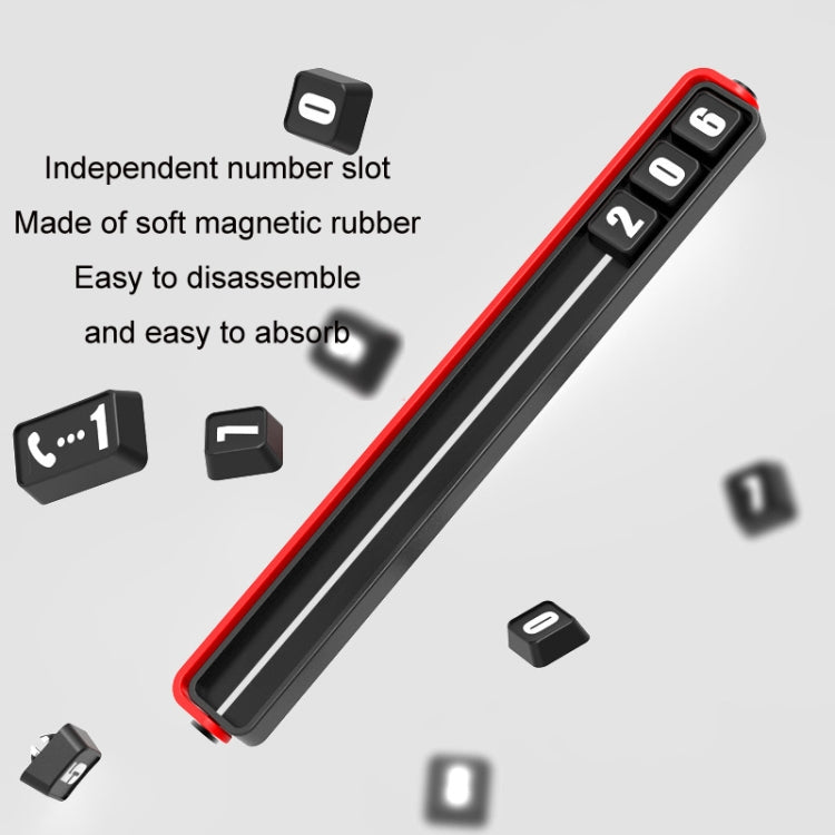 Aluminum Alloy Temporary Parking Number Plate Interior Decoration(Black Red) by buy2fix