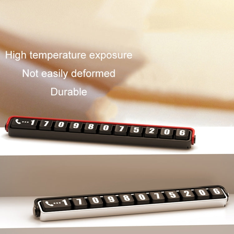 Aluminum Alloy Temporary Parking Number Plate Interior Decoration(Black Red) by buy2fix