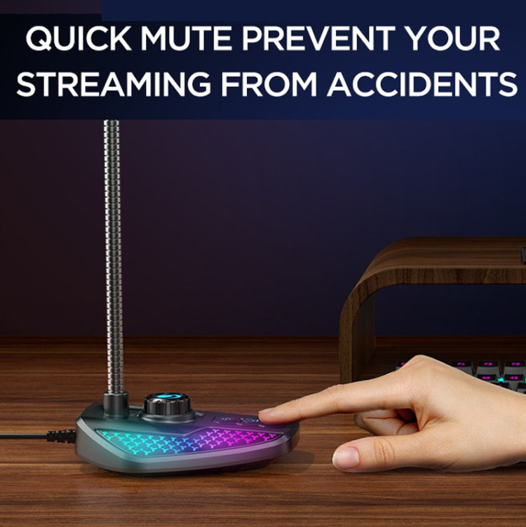 USB Gaming Microphone Built In Sound Card 5 Voice Changing Modes with RGB Lighting by buy2fix