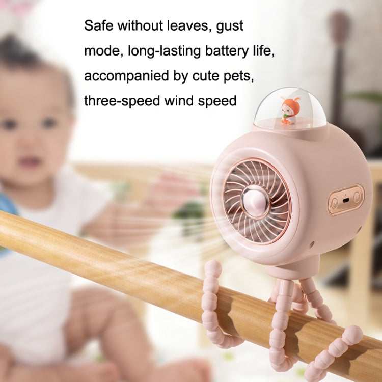 Baby Stroller Fan Home Mute Outdoor Cooling Portable Rabbit Octopus Fan Without Shake Head (White) by buy2fix