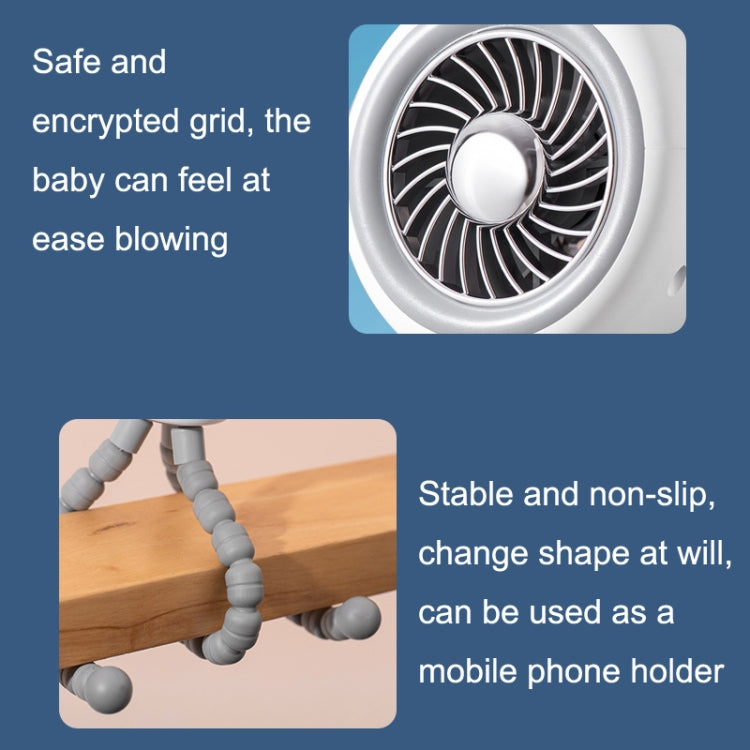 Baby Stroller Fan Home Mute Outdoor Cooling Portable Rabbit Octopus Fan Without Shake Head (White) by buy2fix