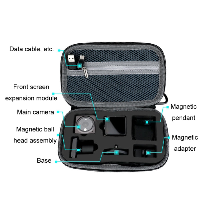 For DJI Action 2 RCSTQ Action Camera Hard Case Accessory Bag(Silver Gray) - Case & Bags by RCSTQ | Online Shopping UK | buy2fix