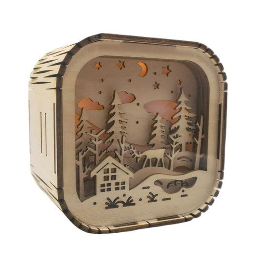 BT813X Solid Wood Ambient Light Wireless Bluetooth Speaker Home Night Light Wood Carving Pattern Audio(Wood Color) by buy2fix