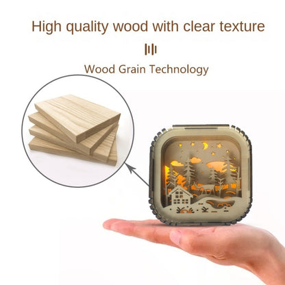 BT813X Solid Wood Ambient Light Wireless Bluetooth Speaker Home Night Light Wood Carving Pattern Audio(Wood Color) by buy2fix