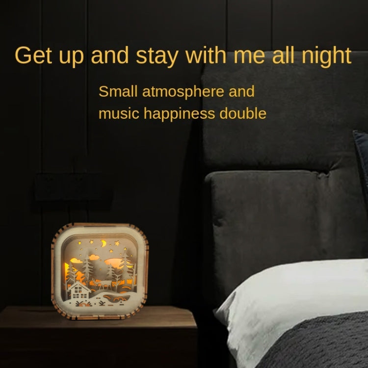 BT813X Solid Wood Ambient Light Wireless Bluetooth Speaker Home Night Light Wood Carving Pattern Audio(Wood Color) by buy2fix