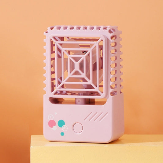 820 Mini Desktop USB Charging Fan Handheld Portable Dormitory Square Small Fan(Coral Pink) by buy2fix