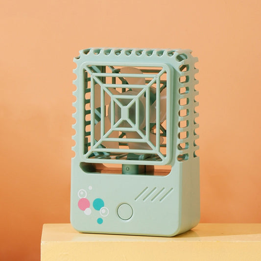 820 Mini Desktop USB Charging Fan Handheld Portable Dormitory Square Small Fan(Forest Green) by buy2fix