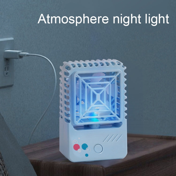 820 Mini Desktop USB Charging Fan Handheld Portable Dormitory Square Small Fan(Milk White) by buy2fix