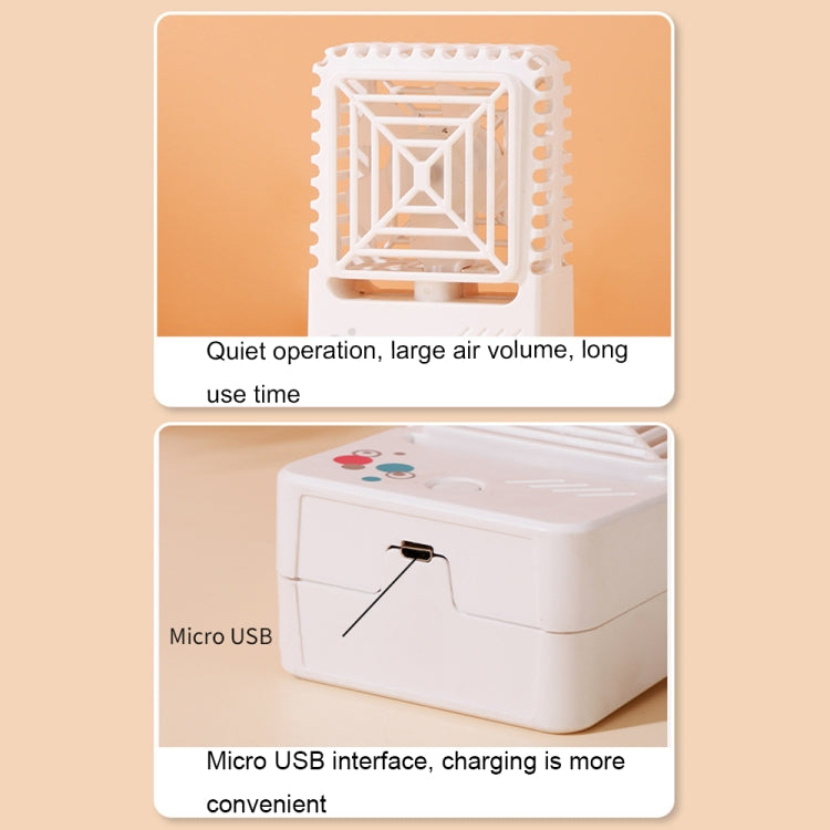 820 Mini Desktop USB Charging Fan Handheld Portable Dormitory Square Small Fan(Milk White) by buy2fix