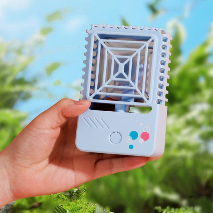 820 Mini Desktop USB Charging Fan Handheld Portable Dormitory Square Small Fan(Milk White) by buy2fix