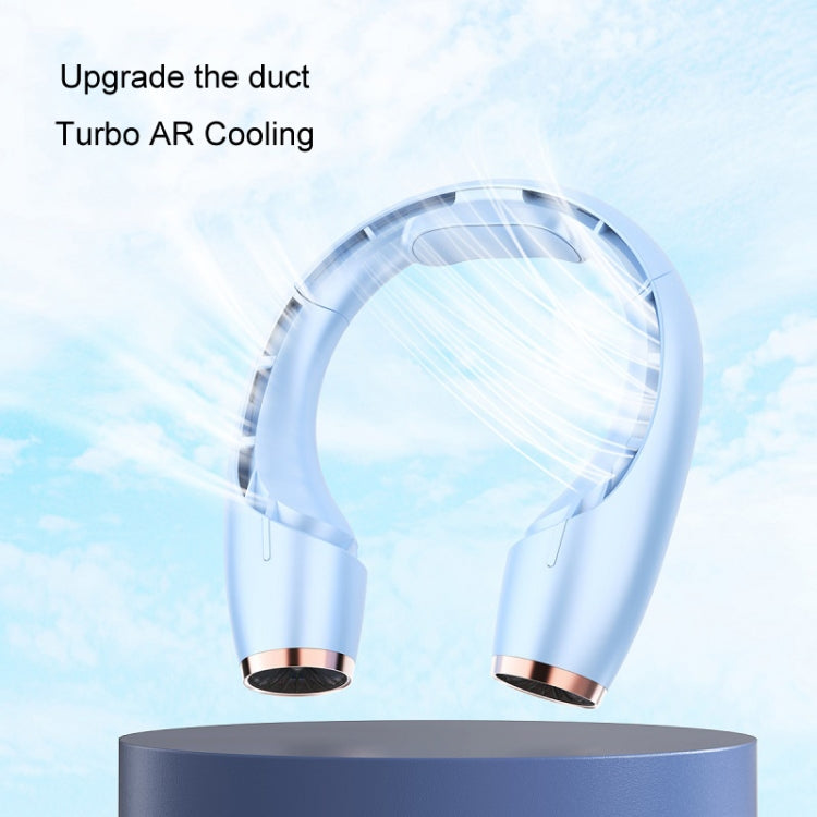 USB Charging Big Wind Cooling Leafless Hanging Neck Fan(Blue) by buy2fix