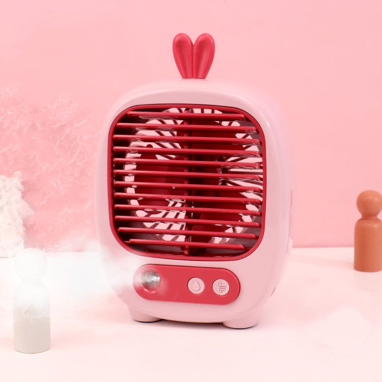 1315 Spray Humidification Hydrating Cartoon Fan USB Charging Desktop Fan(Bunny Pink) by buy2fix