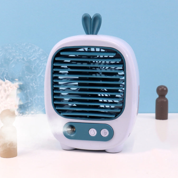 1315 Spray Humidification Hydrating Cartoon Fan USB Charging Desktop Fan(Bunny Blue) by buy2fix