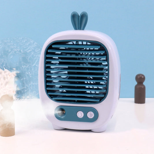1315 Spray Humidification Hydrating Cartoon Fan USB Charging Desktop Fan(Bunny Blue) by buy2fix