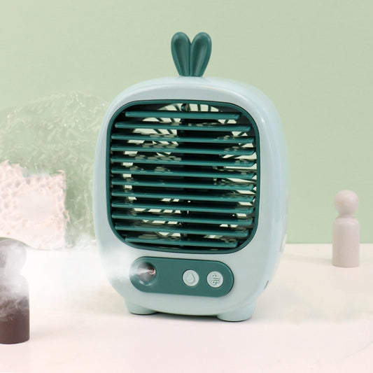 1315 Spray Humidification Hydrating Cartoon Fan USB Charging Desktop Fan(Bunny Green) by buy2fix