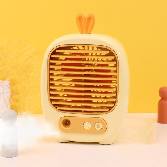 1315 Spray Humidification Hydrating Cartoon Fan USB Charging Desktop Fan(Bunny Yellow) by buy2fix