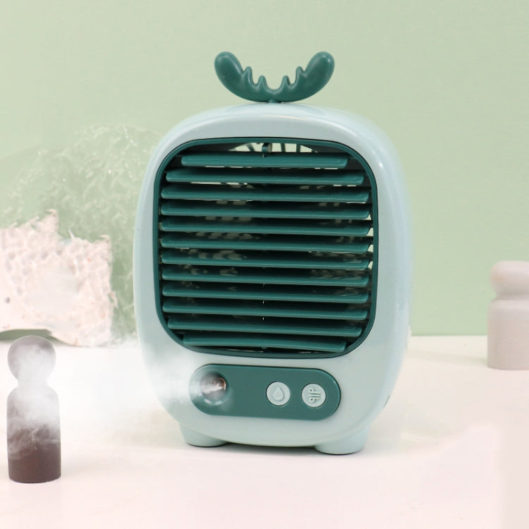 1315 Spray Humidification Hydrating Cartoon Fan USB Charging Desktop Fan(Deer Green) by buy2fix