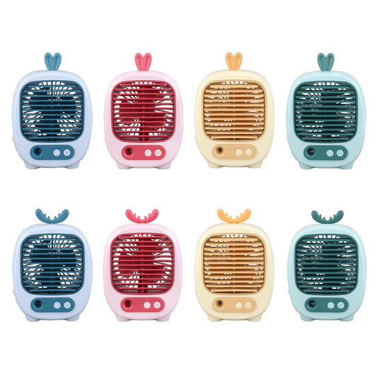 1315 Spray Humidification Hydrating Cartoon Fan USB Charging Desktop Fan(Deer Yellow) by buy2fix