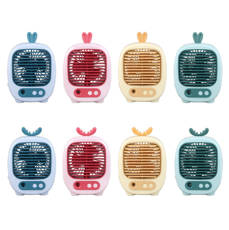 1315 Spray Humidification Hydrating Cartoon Fan USB Charging Desktop Fan(Bunny Blue) by buy2fix