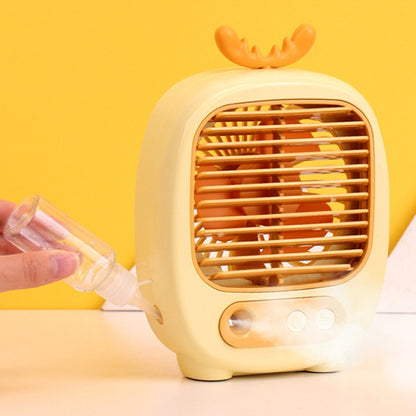 1315 Spray Humidification Hydrating Cartoon Fan USB Charging Desktop Fan(Bunny Yellow) by buy2fix