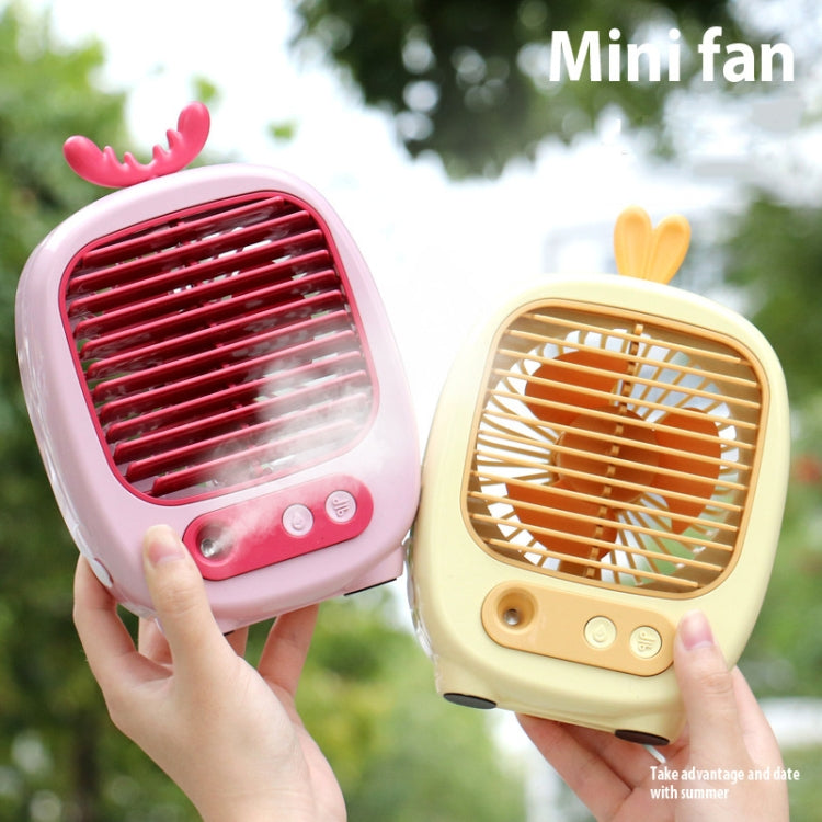 1315 Spray Humidification Hydrating Cartoon Fan USB Charging Desktop Fan(Deer Green) by buy2fix