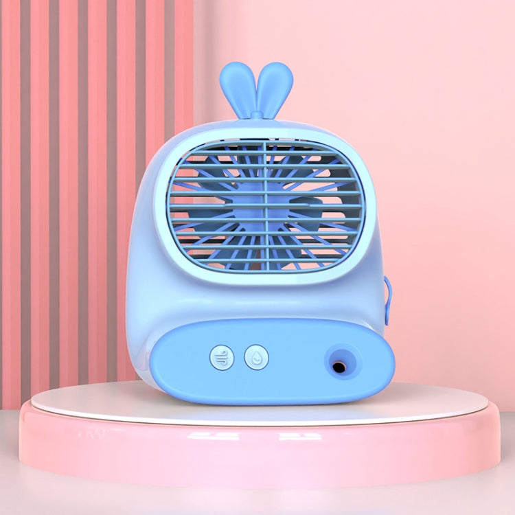 CS1319 Desktop Small Hydrating Spray Cartoon Fan Rechargeable Silent Humidifying Fan(Bunny Blue) by buy2fix