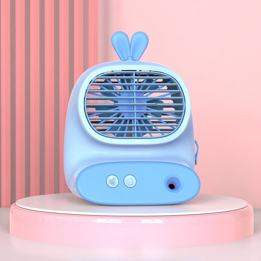 CS1319 Desktop Small Hydrating Spray Cartoon Fan Rechargeable Silent Humidifying Fan(Bunny Blue) by buy2fix