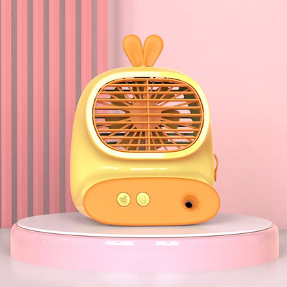 CS1319 Desktop Small Hydrating Spray Cartoon Fan Rechargeable Silent Humidifying Fan(Bunny Yellow) by buy2fix