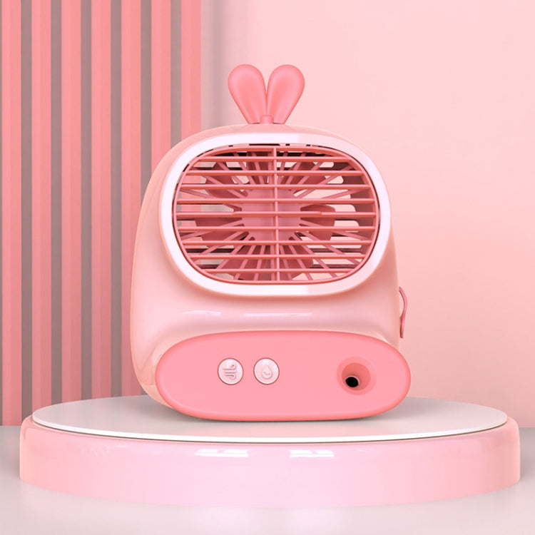 CS1319 Desktop Small Hydrating Spray Cartoon Fan Rechargeable Silent Humidifying Fan(Bunny Pink) by buy2fix