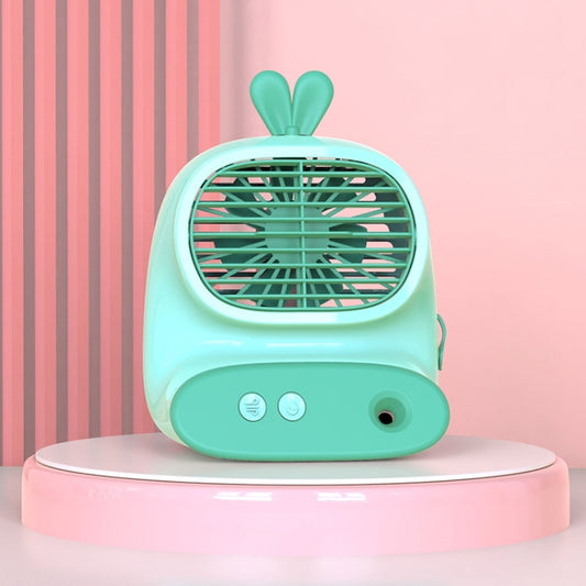 CS1319 Desktop Small Hydrating Spray Cartoon Fan Rechargeable Silent Humidifying Fan(Bunny Green) by buy2fix
