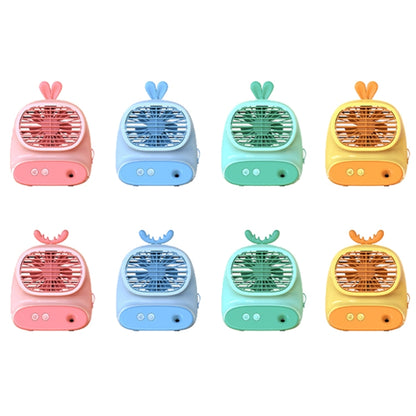 CS1319 Desktop Small Hydrating Spray Cartoon Fan Rechargeable Silent Humidifying Fan(Bunny Green) by buy2fix