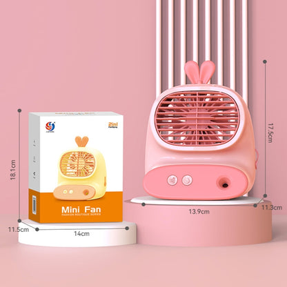CS1319 Desktop Small Hydrating Spray Cartoon Fan Rechargeable Silent Humidifying Fan(Bunny Yellow) by buy2fix