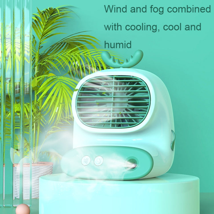 CS1319 Desktop Small Hydrating Spray Cartoon Fan Rechargeable Silent Humidifying Fan(Bunny Green) by buy2fix