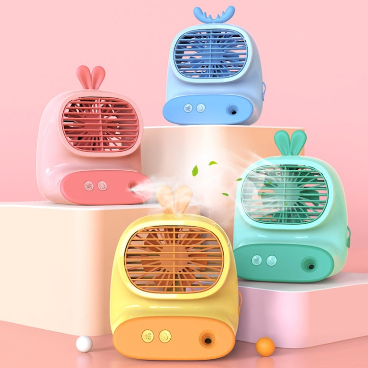 CS1319 Desktop Small Hydrating Spray Cartoon Fan Rechargeable Silent Humidifying Fan(Bunny Blue) by buy2fix