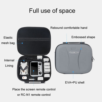 For DJI Mini 3 Pro RCSTQ Remote Control Portable Storage Bag(Grey) - Carry Cases & Bags by RCSTQ | Online Shopping UK | buy2fix