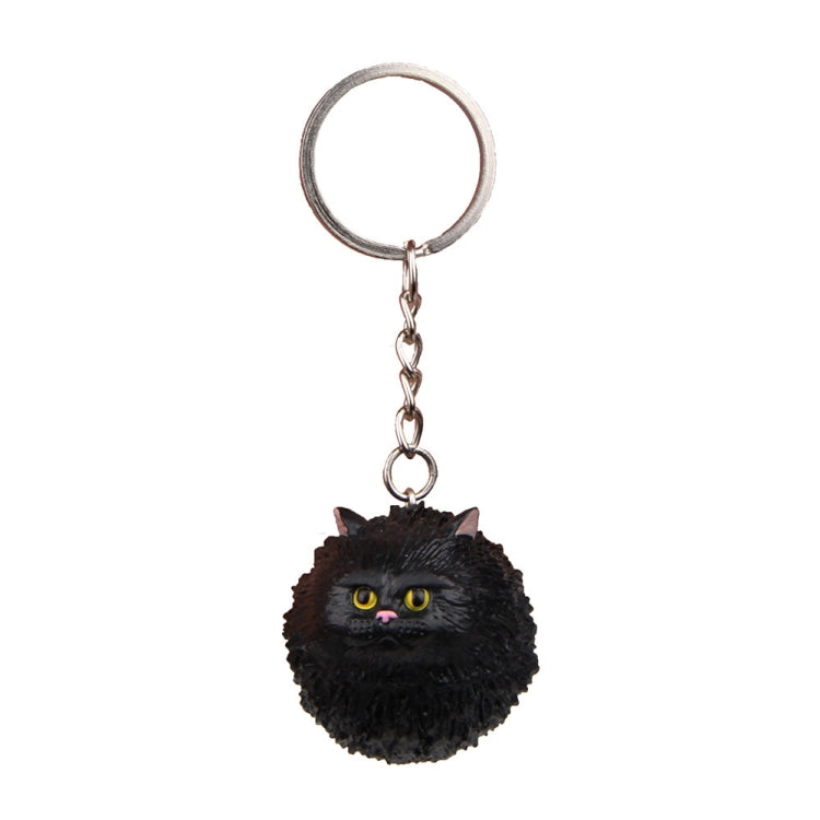 Round Little Tiger Cat Keychain Cartoon Key Ring Ornament(Black) by buy2fix