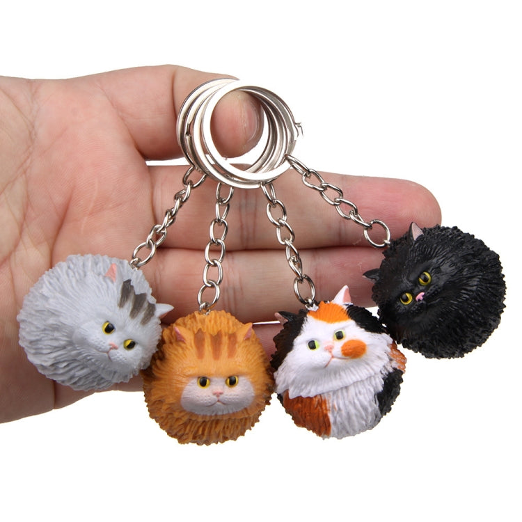 Round Little Tiger Cat Keychain Cartoon Key Ring Ornament(White) by buy2fix