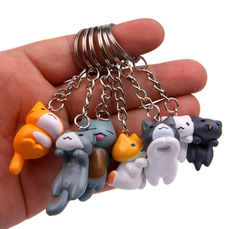 6pcs/set Cat Cartoon Key Chain Car Key Ring Couple Bag Pendant by buy2fix